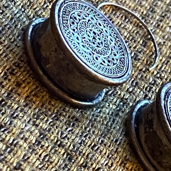 Unique Tribal Gauge Earrings Silver Handmade - Picture 7 of 10